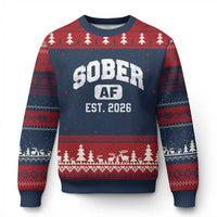 Sober AF 2026 AA Recovery Achiever Sobriety Anniversary Ugly Christmas Sweater