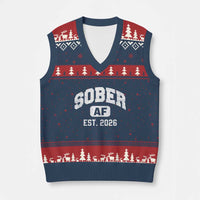 Sober AF 2026 AA Recovery Achiever Sobriety Anniversary V-Neck Knit Sweater Vest