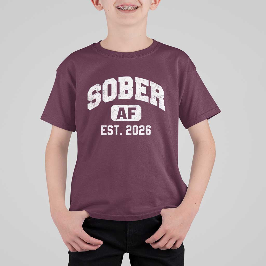 Sober AF 2026 AA Recovery Achiever Sobriety Anniversary T Shirt For Kid