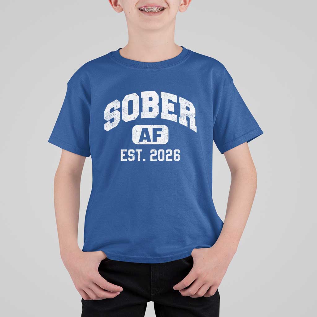 Sober AF 2026 AA Recovery Achiever Sobriety Anniversary T Shirt For Kid