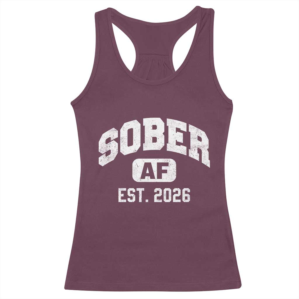 Sober AF 2026 AA Recovery Achiever Sobriety Anniversary Racerback Tank Top
