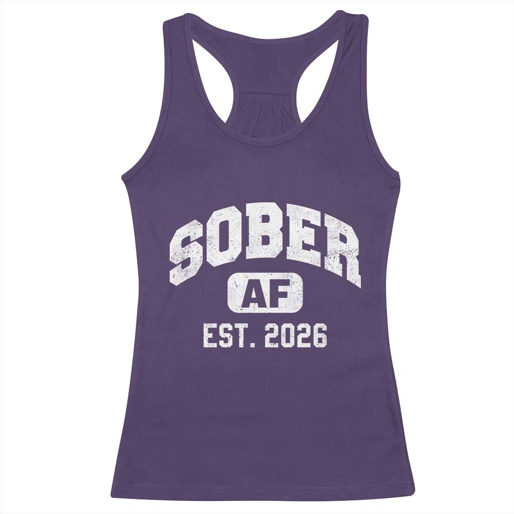 Sober AF 2026 AA Recovery Achiever Sobriety Anniversary Racerback Tank Top