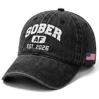 Sober AF 2026 AA Recovery Achiever Sobriety Anniversary Washed Cotton Baseball Cap
