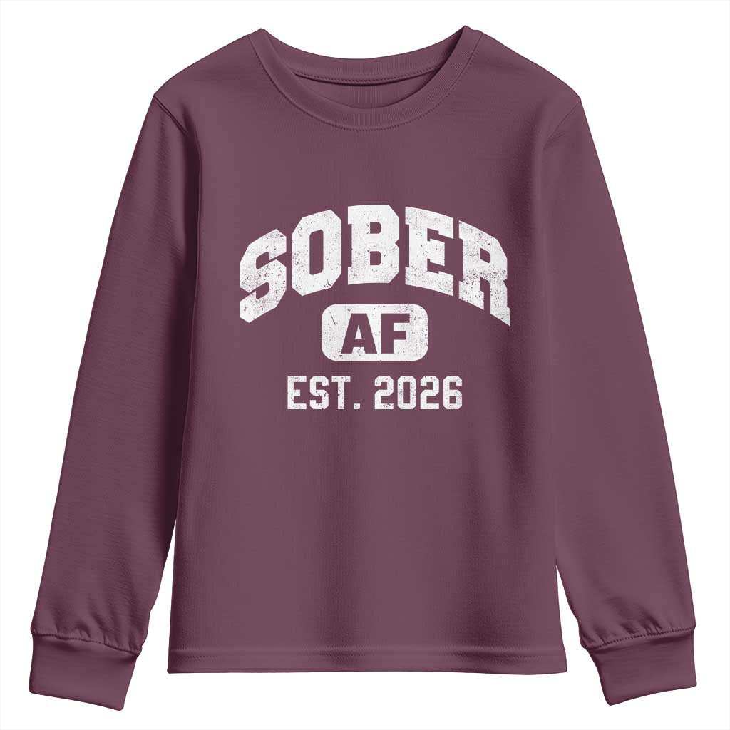 Sober AF 2026 AA Recovery Achiever Sobriety Anniversary Youth Sweatshirt