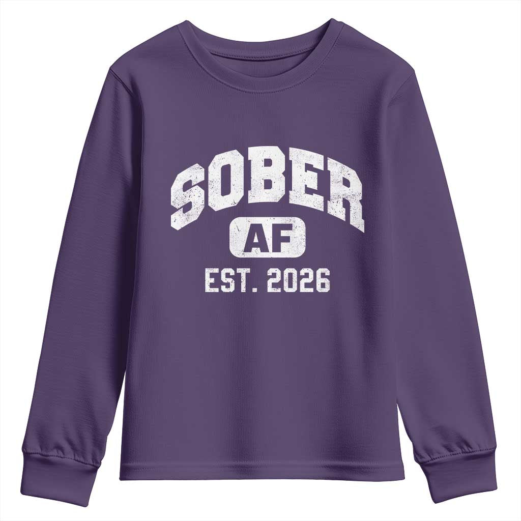 Sober AF 2026 AA Recovery Achiever Sobriety Anniversary Youth Sweatshirt