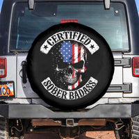 Certified Sober Badass Spare Tire Cover Sobriety Alcohol Fighters Vintage Skull