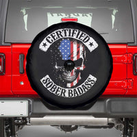 Certified Sober Badass Spare Tire Cover Sobriety Alcohol Fighters Vintage Skull