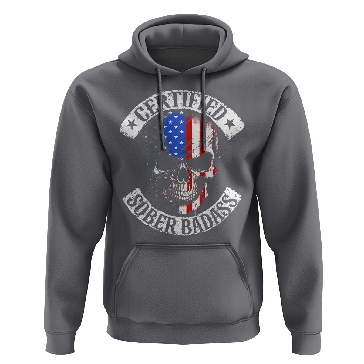 Certified Sober Badass Hoodie Sobriety Alcohol Fighters Vintage Skull