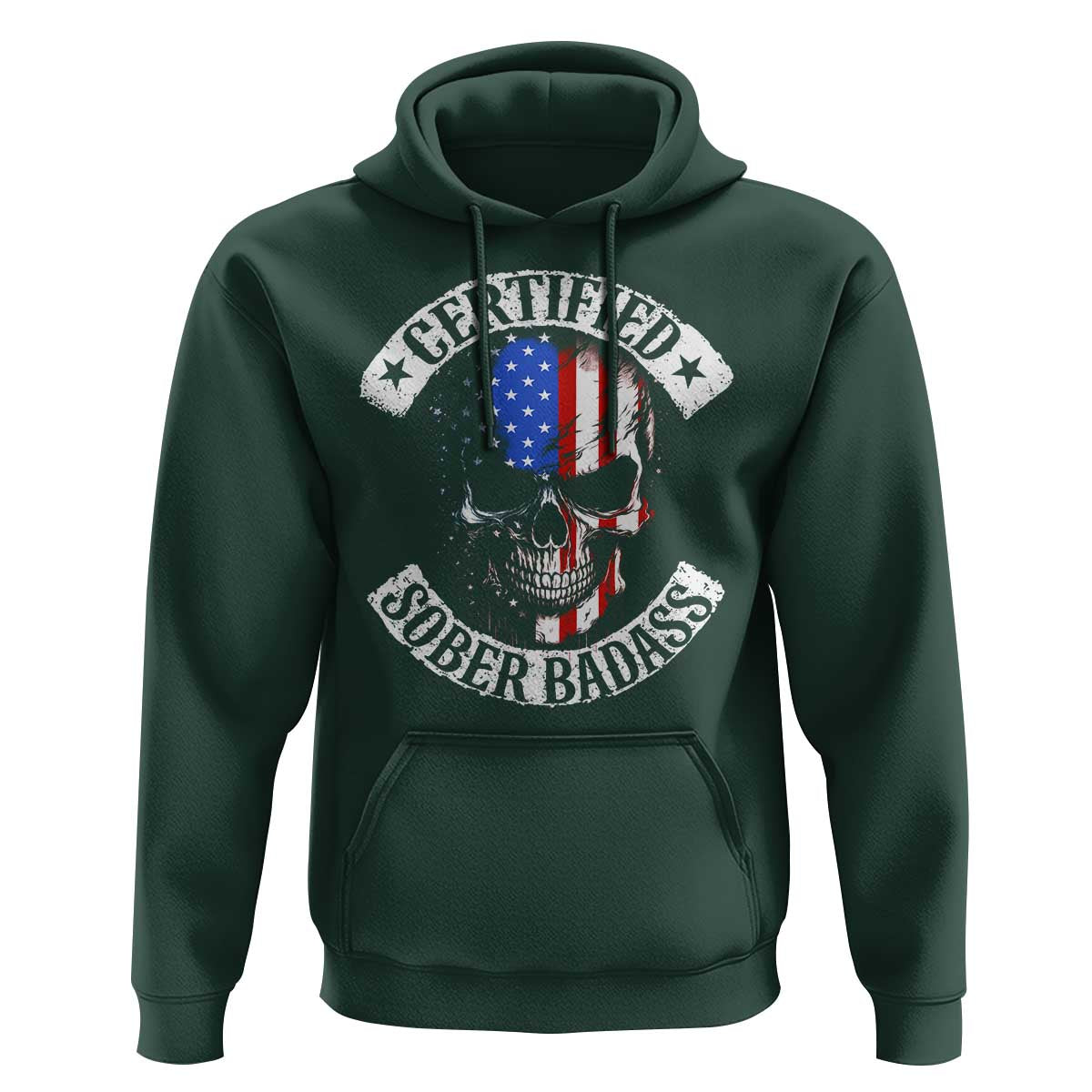 Certified Sober Badass Hoodie Sobriety Alcohol Fighters Vintage Skull