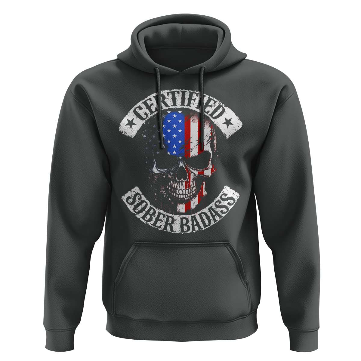 Certified Sober Badass Hoodie Sobriety Alcohol Fighters Vintage Skull