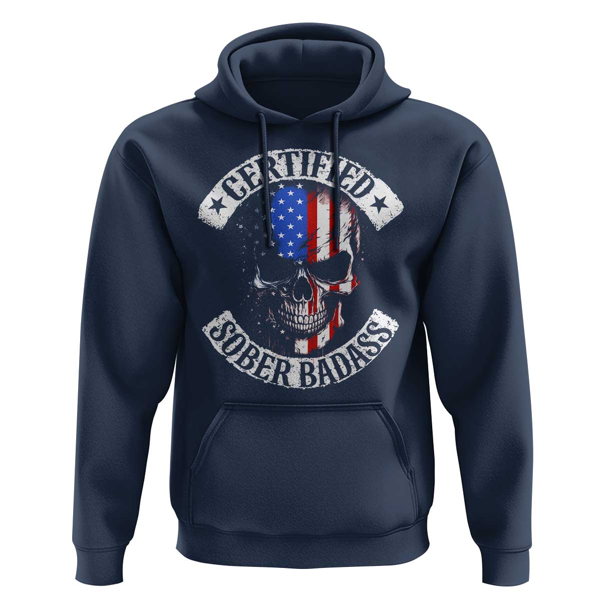 Certified Sober Badass Hoodie Sobriety Alcohol Fighters Vintage Skull
