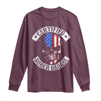 Certified Sober Badass Long Sleeve Shirt Sobriety Alcohol Fighters Vintage Skull