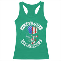 Certified Sober Badass Racerback Tank Top Sobriety Alcohol Fighters Vintage Skull