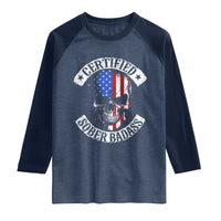 Certified Sober Badass Raglan Shirt Sobriety Alcohol Fighters Vintage Skull