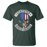 Certified Sober Badass T Shirt Sobriety Alcohol Fighters Vintage Skull