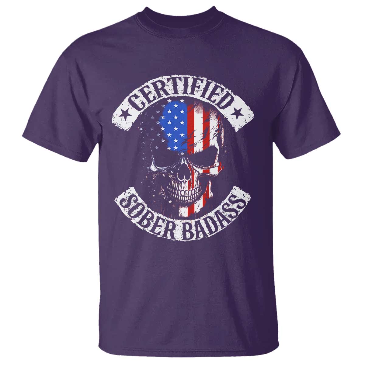 Certified Sober Badass T Shirt Sobriety Alcohol Fighters Vintage Skull