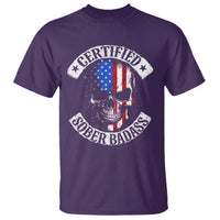 Certified Sober Badass T Shirt Sobriety Alcohol Fighters Vintage Skull