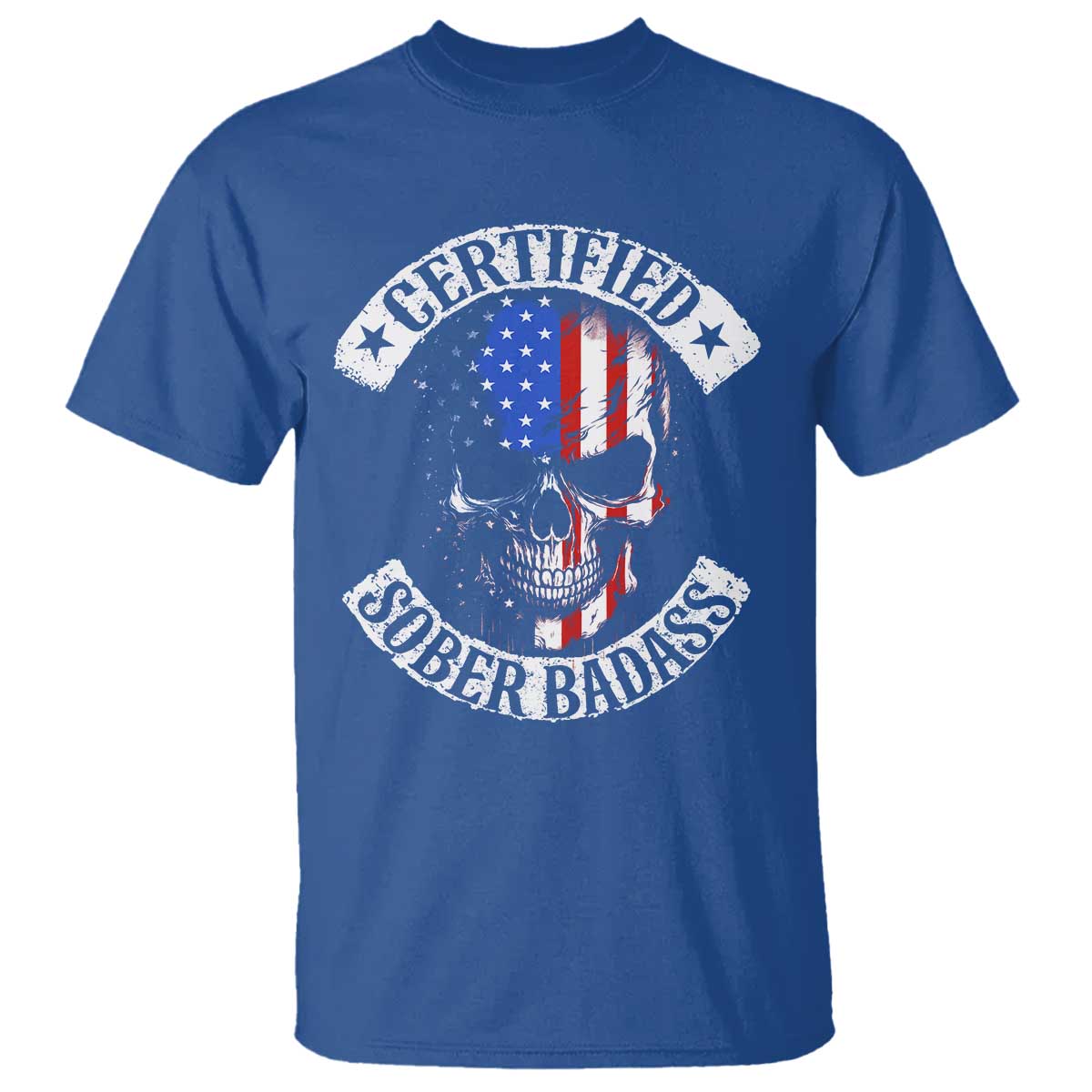 Certified Sober Badass T Shirt Sobriety Alcohol Fighters Vintage Skull