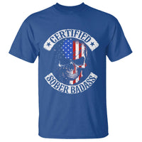 Certified Sober Badass T Shirt Sobriety Alcohol Fighters Vintage Skull