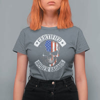 Certified Sober Badass T Shirt For Women Sobriety Alcohol Fighters Vintage Skull