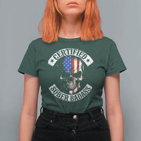 Certified Sober Badass T Shirt For Women Sobriety Alcohol Fighters Vintage Skull