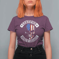 Certified Sober Badass T Shirt For Women Sobriety Alcohol Fighters Vintage Skull