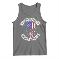 Certified Sober Badass Tank Top Sobriety Alcohol Fighters Vintage Skull