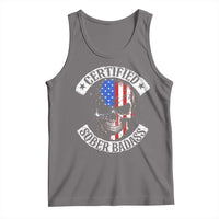 Certified Sober Badass Tank Top Sobriety Alcohol Fighters Vintage Skull