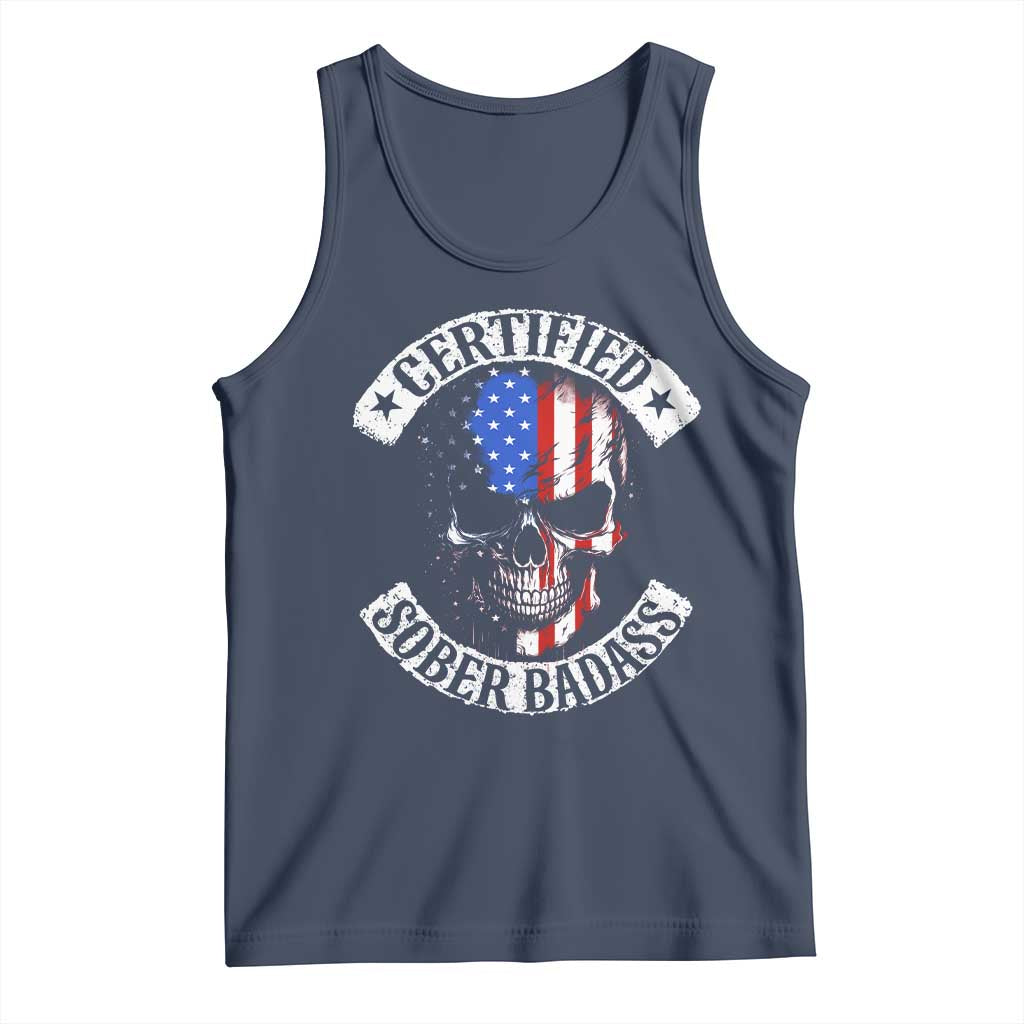 Certified Sober Badass Tank Top Sobriety Alcohol Fighters Vintage Skull