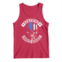 Certified Sober Badass Tank Top Sobriety Alcohol Fighters Vintage Skull