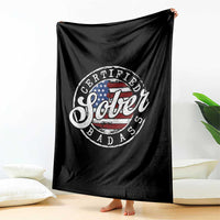 Certified Sober Badass Throw Blanket Sobriety Alcohol Recovery Vintage American Flag