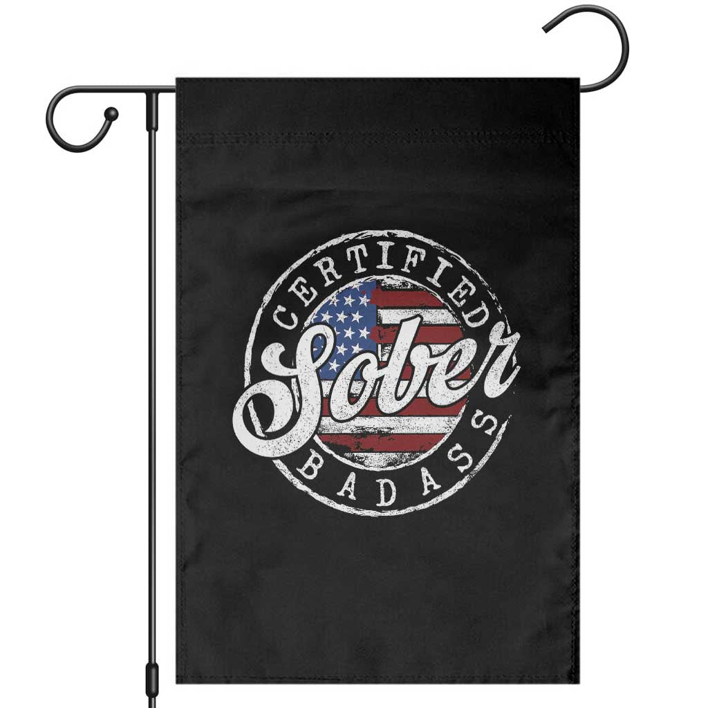 Certified Sober Badass Garden Flag Sobriety Alcohol Recovery Vintage American Flag