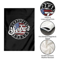 Certified Sober Badass Garden Flag Sobriety Alcohol Recovery Vintage American Flag