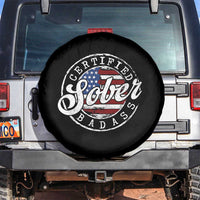 Certified Sober Badass Spare Tire Cover Sobriety Alcohol Recovery Vintage American Flag