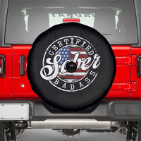 Certified Sober Badass Spare Tire Cover Sobriety Alcohol Recovery Vintage American Flag