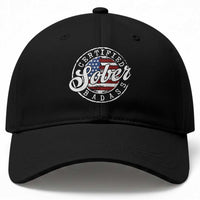 Certified Sober Badass Baseball Cap Sobriety Alcohol Recovery Vintage American Flag
