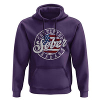 Certified Sober Badass Hoodie Sobriety Alcohol Recovery Vintage American Flag