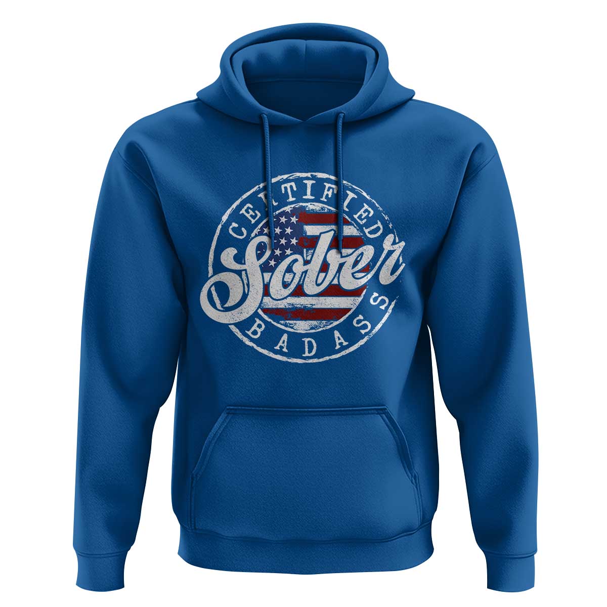 Certified Sober Badass Hoodie Sobriety Alcohol Recovery Vintage American Flag