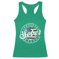 Certified Sober Badass Racerback Tank Top Sobriety Alcohol Recovery Vintage American Flag