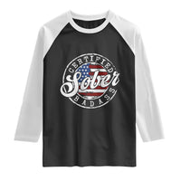 Certified Sober Badass Raglan Shirt Sobriety Alcohol Recovery Vintage American Flag
