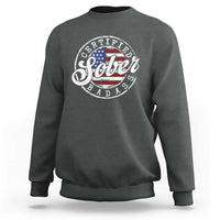 Certified Sober Badass Sweatshirt Sobriety Alcohol Recovery Vintage American Flag