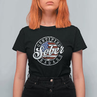 Certified Sober Badass T Shirt For Women Sobriety Alcohol Recovery Vintage American Flag