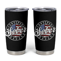 Certified Sober Badass Tumbler Cup Sobriety Alcohol Recovery Vintage American Flag