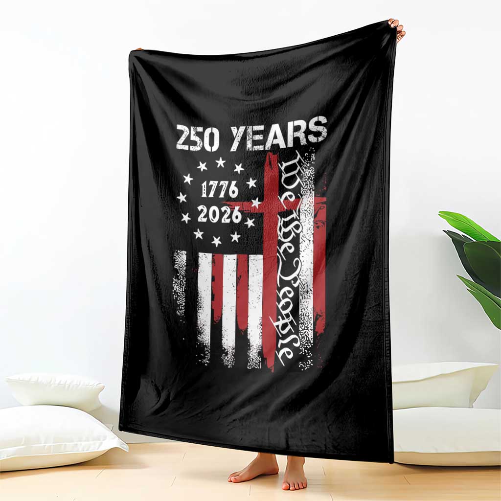 250 Years America Anniversary Christian USA Flag Throw Blanket