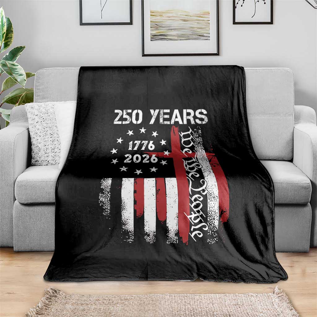 250 Years America Anniversary Christian USA Flag Throw Blanket
