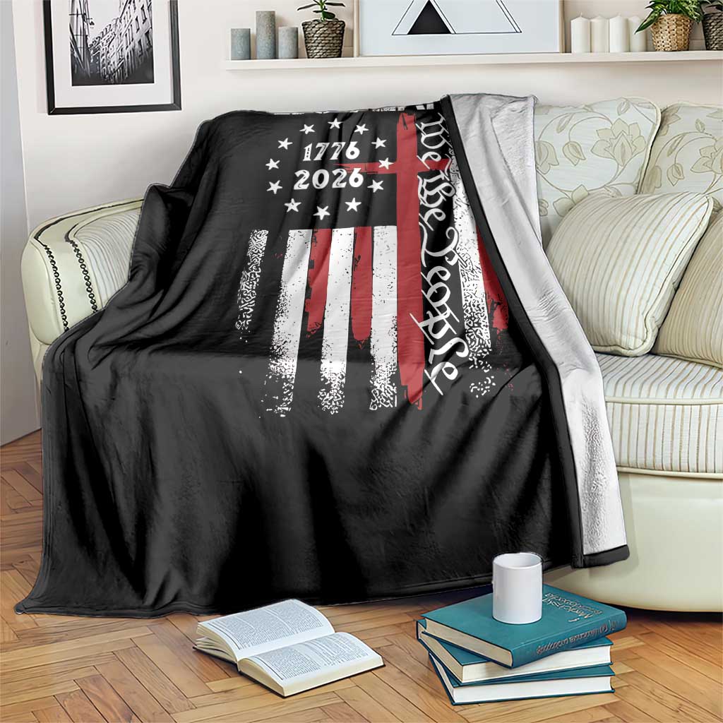 250 Years America Anniversary Christian USA Flag Throw Blanket