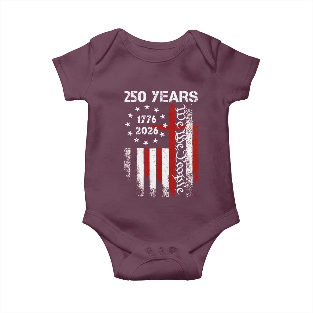 250 Years America Anniversary Christian USA Flag Baby Onesie