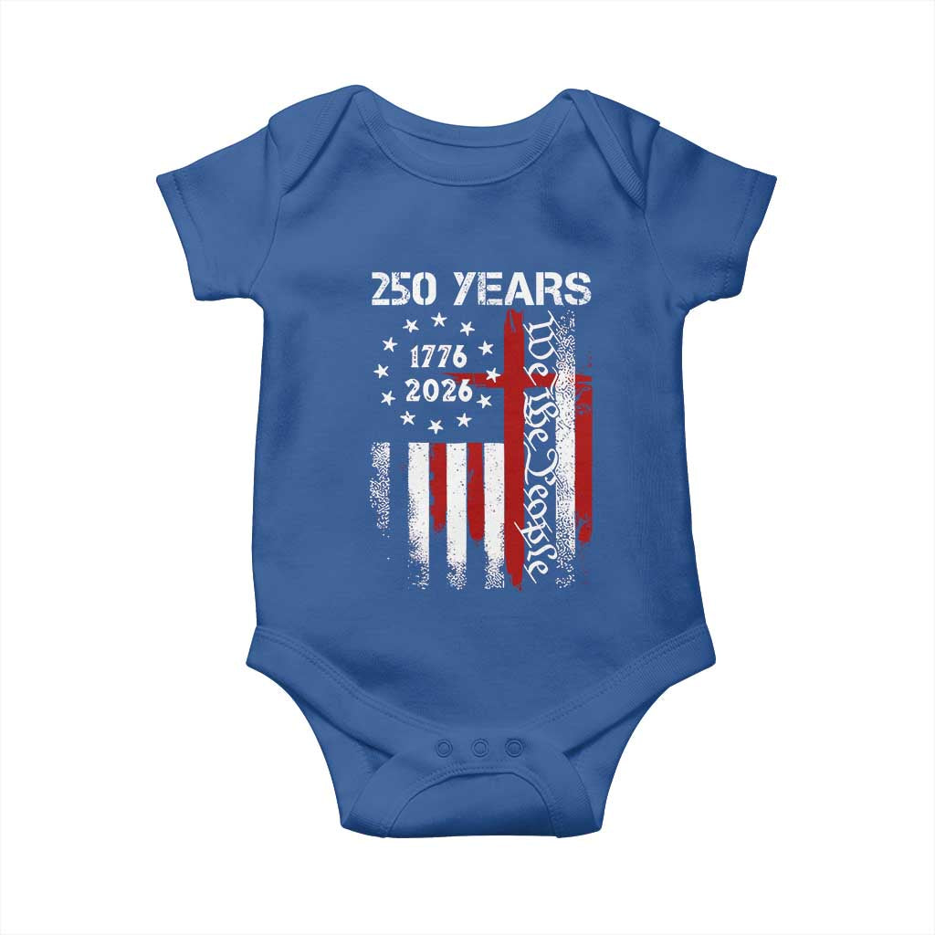 250 Years America Anniversary Christian USA Flag Baby Onesie