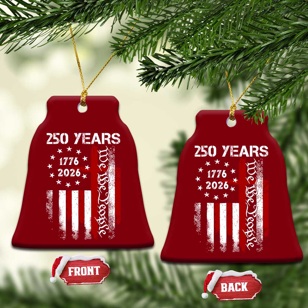 250 Years America Anniversary Christian USA Flag Ceramic Ornament