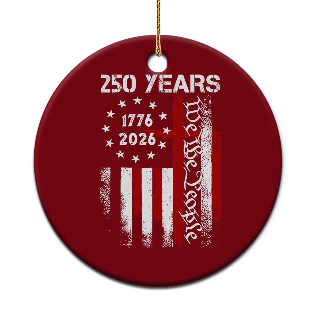 250 Years America Anniversary Christian USA Flag Ceramic Ornament